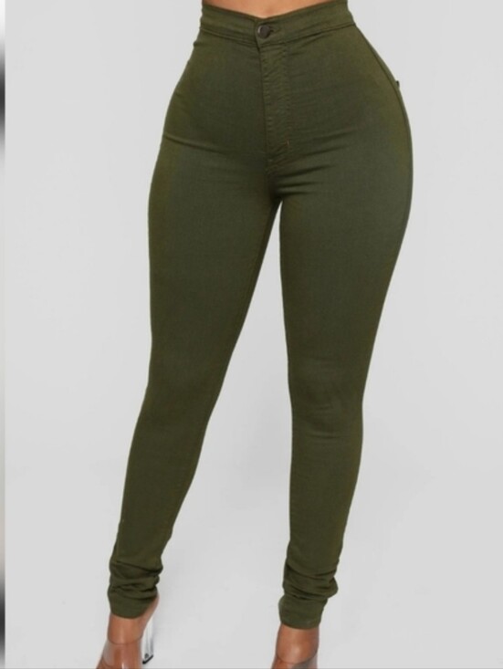 Fashion Nova Pants - High-Waist Olive Green Skinny Jeans